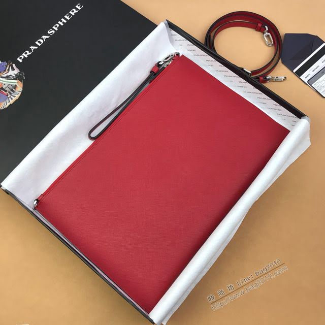 prada手包 普拉達2020最新款限量版手包 2VH073 Prada海馬徽標圖案手拿包  pyd2412